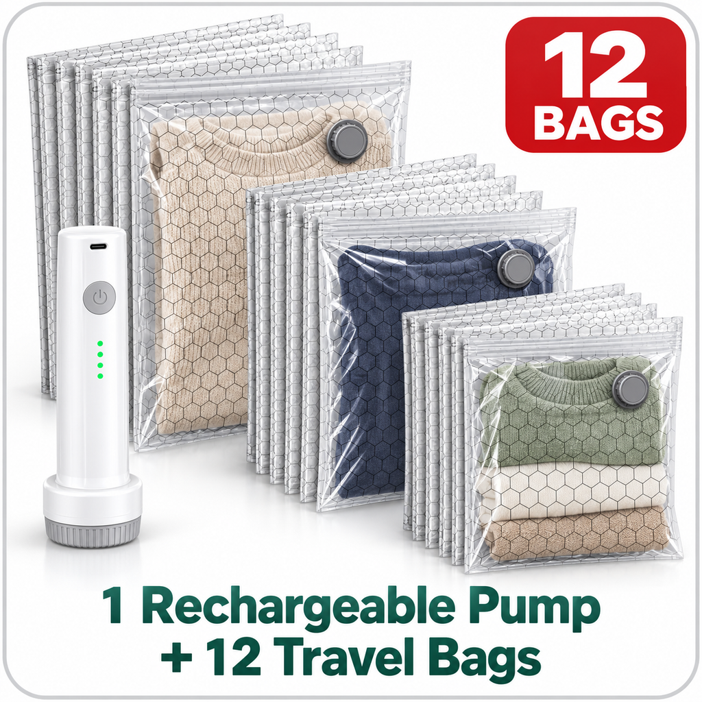 Travel Vacuum Bags with Rechargeable Pump