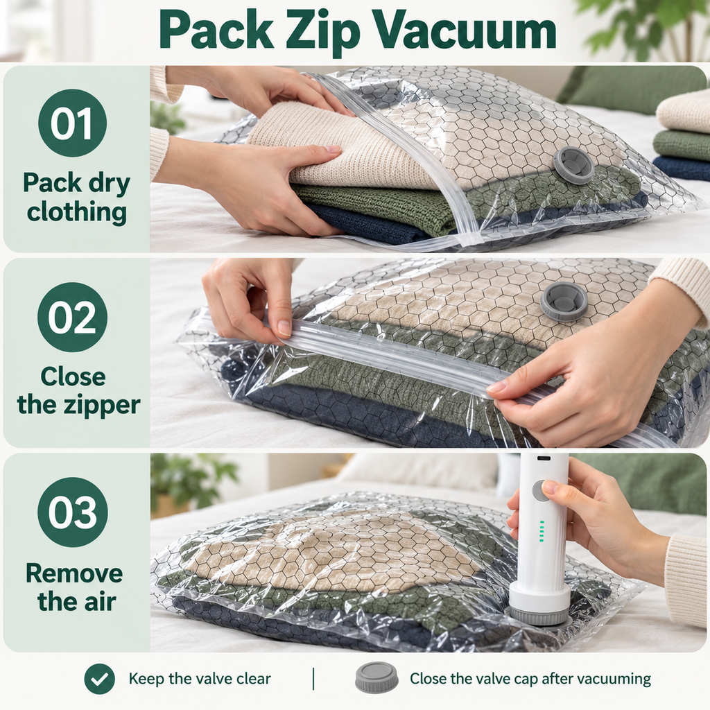 Travel Vacuum Bags with Rechargeable Pump