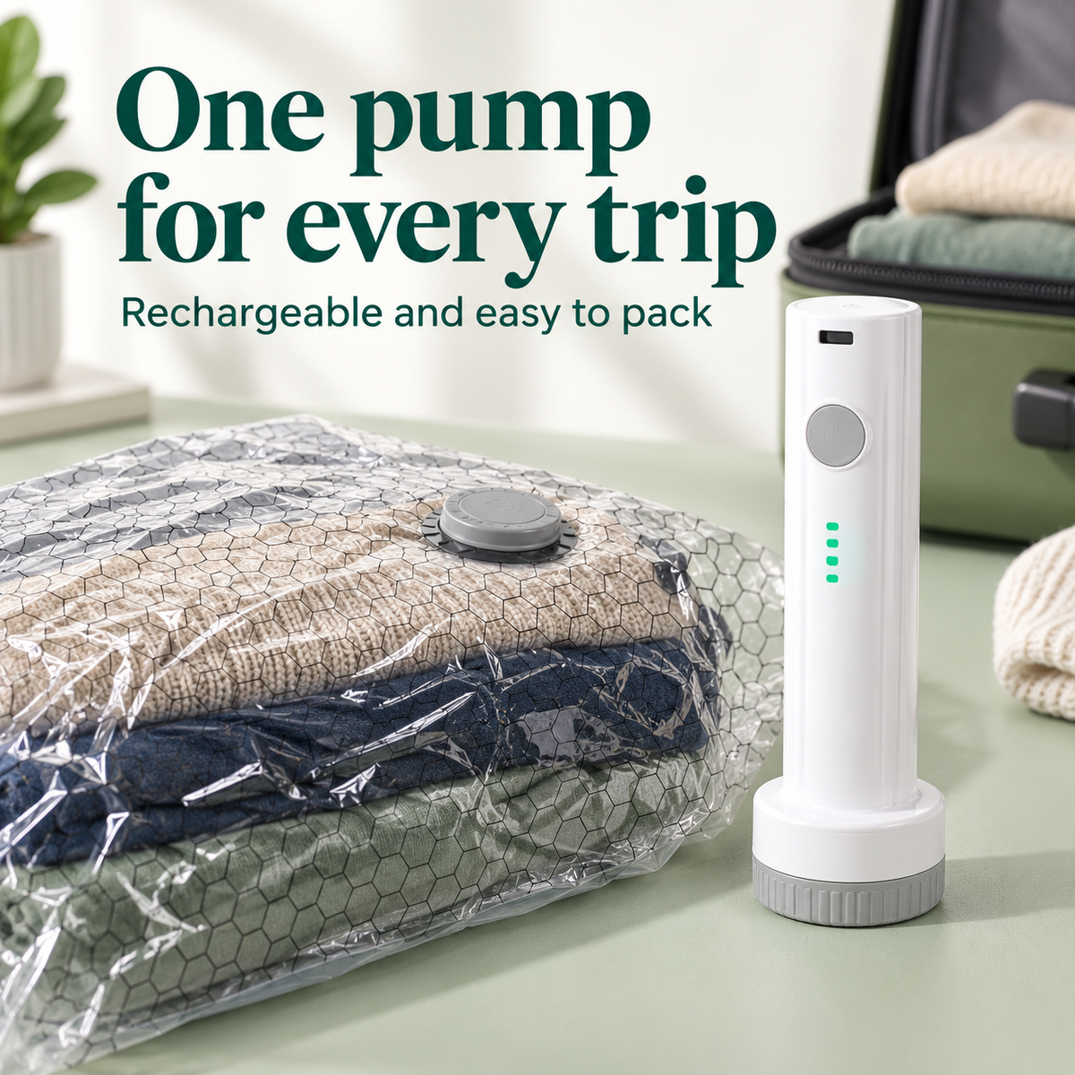 Travel Vacuum Bags with Rechargeable Pump