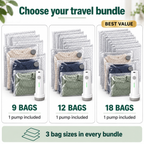 Travel Vacuum Bags with Rechargeable Pump